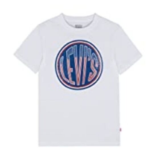 🔸️Levi's White & Blue Graphic Logo Short Sleeve Top Youth Large - Picture 2 of 11